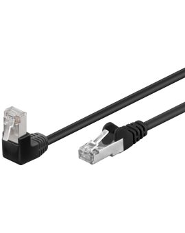 CAT 5eKabel łączący 1x 90 pod kątem, F/UTP, czarny - Długość kabla 0.5 m
