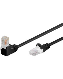 CAT 5eKabel łączący 1x 90 pod kątem,U/UTP, Czarny - Długość kabla 0.5 m