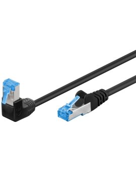 CAT 6AKabel łączący 1x 90 pod kątem,S/FTP (PiMF), Czarny - Długość kabla 0.5 m