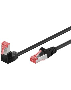 CAT 6Kabel łączący 1x 90 pod kątem,S/FTP (PiMF), Czarny - Długość kabla 0.25 m