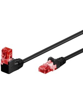 CAT 6Kabel łączący 1x 90 pod kątem,U/UTP, czarny - Długość kabla 0.5 m