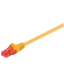 CAT 6Kabel łączący, U/UTP, Żółty - Długość kabla 0.25 m