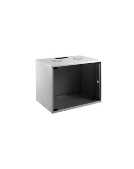 Szafa wisząca RACK 19 9U 400mm szara drzwi szklane SOHO-BOX MIRSAN