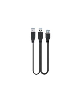 Kabel USB 3.0 Dual Power SuperSpeed, Czarny - Długość kabla 0.3 m