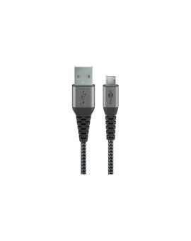 Kabel tekstylny Micro USB na USB-A z metalowymi wtyczkami ( szary / srebrny) 1 m - Długość kabla 1 m