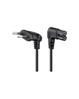 Kabel przyłączeniowy z wtyczką Euro, kątowy na obu końcach, 0, 3 m, czarny - Długość kabla 0.3 m