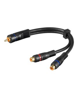 Kabel przejściowy audio typu Y, 1 x wtyk cinch stereo na 1 x gniazdo cinch, miedź beztlenowa, podwójnie ekranowany - Długość kab