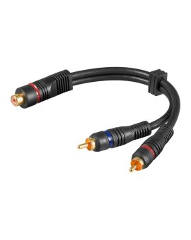 Kabel przejściowy audio typu Y, 1 x wtyk cinch na gniazdo cinch stereo, miedź beztlenowa, podwójnie ekranowany - Długość kabla 0