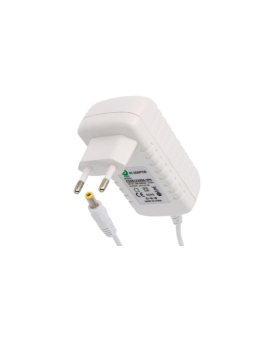 POSB12100A-WH-2555 Zasilacz wtyczkowy biały 12W 12V/1A horyzontalny, gniazdo AC:CEE7/16. wtyk DC:2.5/5.5(+)