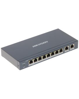 Switch PoE Hikvision,8-porty 100M PoE, 2xUpLink 1000M, 2 porty HPoE, 802.3af/at/bt, power budget 110W, 54VDC