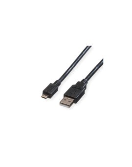 ROLINE USB 2.0 Kabel, USB A Male - Micro USB B Male, zwart, 0,15 m