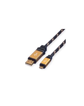 Kabel ROLINE GOLD USB 2.0, USB A męski - Micro USB B męski, 0,8 m