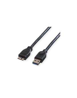 Kabel ROLINE USB 3.2 Gen 1, typ A M - Micro A M, czarny, 0,8 m