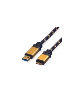 Kabel ROLINE GOLD USB 3.2 Gen 1, USB A - Micro B, M/M, 0,8 m