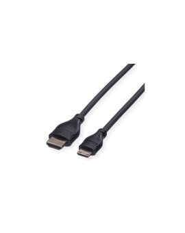 ROLINE Kabel do monitora HDMI High Speed met Ethernet, HDMI męski - Mini HDMI męski, 0,8 m