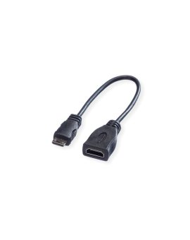 ROLINE Kabel do monitora HDMI High Speed met Ethernet, HDMI żeński - Mini HDMI męski, 0,15 m