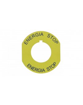 Tabliczka opisowa żółta okrągła fi42 ENERGIA STOP ST22-4509P02