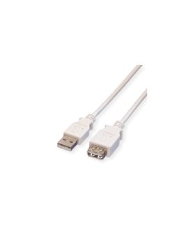 VALUE USB 2.0 kabel, type A-A, M/F, wit, 0,8 m