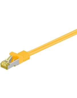 RJ45 patchkabel, CAT 6A S/FTP (PiMF), 500 MHz z CAT 7 kable surowym, Żółty - Długość kabla 7.5 m