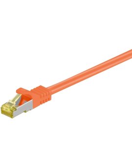 RJ45 patchkabel, CAT 6A S/FTP (PiMF), 500 MHz z CAT 7 kable surowym, Pomarańczowy - Długość kabla 7.5 m