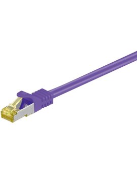 RJ45 patchkabel, CAT 6A S/FTP (PiMF), 500 MHz z CAT 7 kable surowym, Fioletowy - Długość kabla 3 m