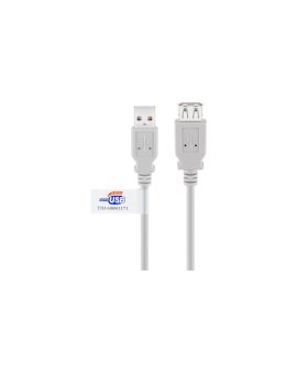 Przedłużacz USB 2.0 Hi-Speed z certyfikatem USB, Szary - Długość kabla 5 m