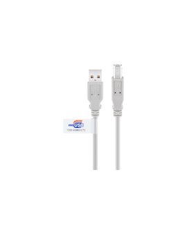 Kabel USB 2.0 Hi-Speed z certyfikatem USB, Szary - Długość kabla 5 m