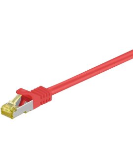 RJ45 patchkabel, CAT 6A S/FTP (PiMF), 500 MHz z CAT 7 kable surowym, Czerwony - Długość kabla 2 m