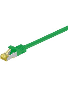 RJ45 patchkabel, CAT 6A S/FTP (PiMF), 500 MHz z CAT 7 kable surowym, Zielony - Długość kabla 2 m