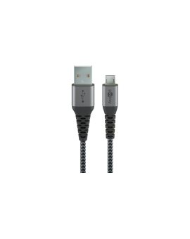 Kabel tekstylny Micro USB na USB-A z metalowymi wtyczkami ( szary / srebrny) 0,5 m - Długość kabla 0.5 m