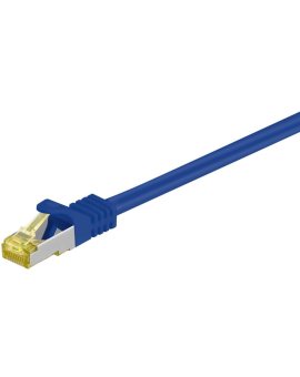 RJ45 patchkabel, CAT 6A S/FTP (PiMF), 500 MHz z CAT 7 kable surowym, Niebieski - Długość kabla 0.25 m