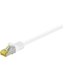 RJ45 patchkabel, CAT 6A S/FTP (PiMF), 500 MHz z CAT 7 kable surowym, biały - Długość kabla 0.25 m