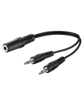 Kabel adaptera audio typu Y 3,5 mm, 1 x gniazdo stereo na 2 x wtyk mono - Długość kabla 0.2 m