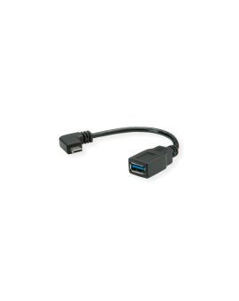 ROLINE Type C + MicroB to USB A , M/F, zwart, 0,15 m