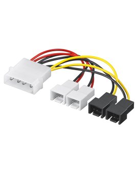 Kabel/Adapter zasilający wentylatora do komputera, wtyk 5, 25 do wentylatora 2 x 12 V/2 x 5 V - Długość kabla 0.15 m
