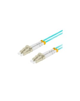 Patchcord światłowodowy MM LC/UPC-LC/UPC duplex 3mm OM3 aqua 5m LANBERG