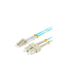 Patchcord światłowodowy MM LC/UPC-SC/UPC duplex 3mm OM3 aqua 0, 5m LANBERG