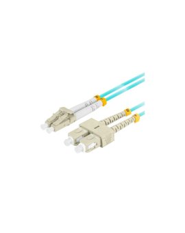 Patchcord światłowodowy MM LC/UPC-SC/UPC duplex 3mm OM3 aqua 2m LANBERG