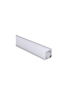 Profil LED kątowy kwadrat anod. aluminium 2m z kloszem, zaślepkami i uchwytami, dla taśm do 10mm