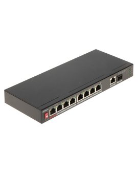 Switch przemysłowy 8-portowy PoE 10/100Mbps, 1-port UPLINK 10/100/1000Mbps, 1-port SFP, (PoE), (PoE+), Hi-PoE, 96W, 53VDC