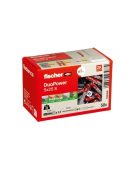 Kołki rozporowe uniwersalne DuoPower 5x25mm S 2-składnikowe z wkrętem PZ 3, 5x35mm z łbem stożkowem do wszystkich typów podłoża F