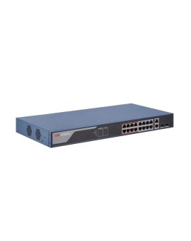Switch serii smart manager. Posiadający 16 × 100 Mbps PoE RJ45 ports. and 2 × gigabit combos. Wag...