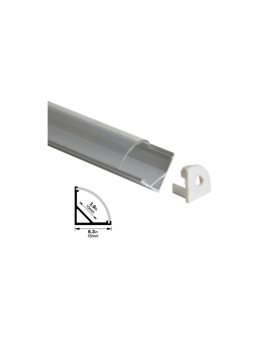 Profil LED kątowy anod. aluminium 2m z kloszem, zaślepkami i uchwytami, dla taśm do 10mm