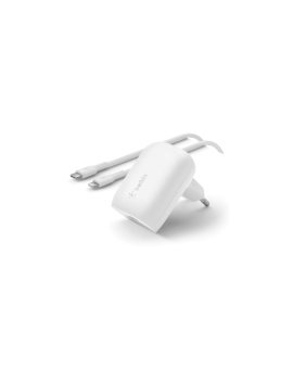 Belkin Ładowarka kątowa 30W USB-C, PD, PPS, biała + kabel Lightning