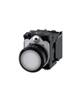 Przycisk podświetlany 22mm kompletny biały płaski powrotny tworzywo płaski 1Z LED 24V AC_DC przył śrubowe 3SU1102-0AB30-3FA0