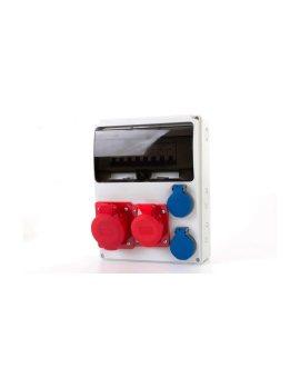 Rozdzielnica LAGO 11M - gniazda 16A 5p, 32A 5p, 2x230V + zabezpieczenia (MCB 3P C32A, 3P C16A, 1P B16Ax2 ) IP44