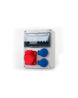 Rozdzielnica R-240 8M - gniazda 16A 5p, 2x230V + zabezpieczenia (RCD 4P 40A typ AC, MCB 3P C16A, 1P B16A ) IP44