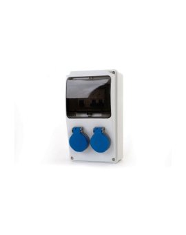 Rozdzielnica LAGO 6M - gniazda 2x230V + zabezpieczenia (RCD 2P 25A typ AC, MCB 1P B16Ax2 ) IP44