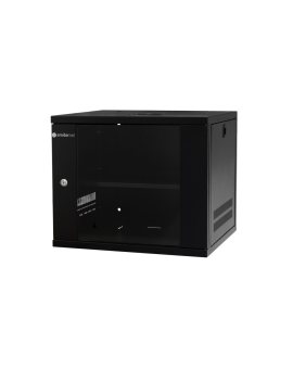 Szafa wisząca lekka niedzielona 19 9U, drzwi blacha/szkło, ściągane osłony boczne, 550×450×455 szer./gł./wys. mm RAL: 9004, w