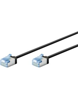 Ultra-elastyczny CAT 6A kabel krosowy, slim, U/FTP, czarny - Długość kabla 0.15 m
